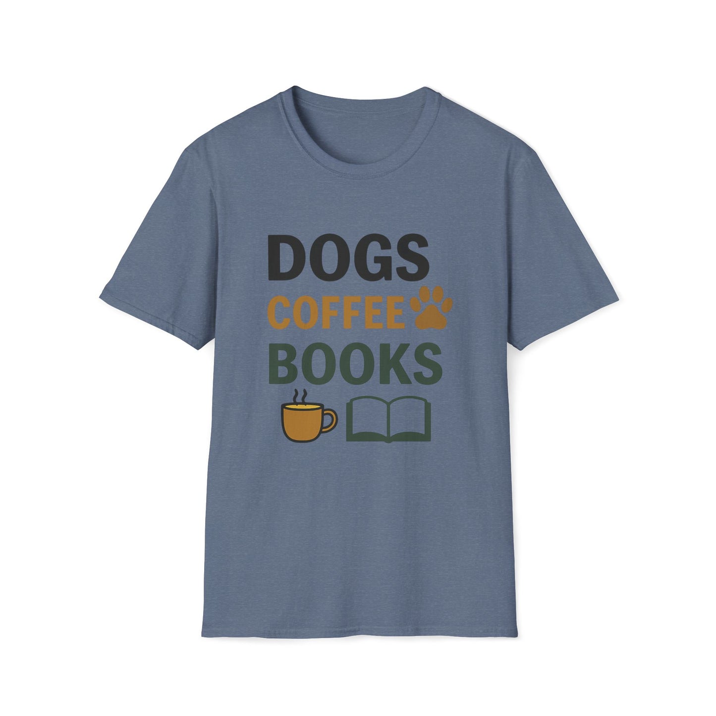Dogs Coffee Books T-Shirt