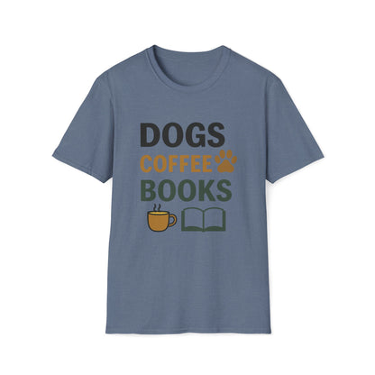 Dogs Coffee Books T-Shirt