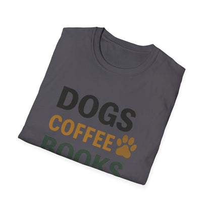 Dogs Coffee Books T-Shirt