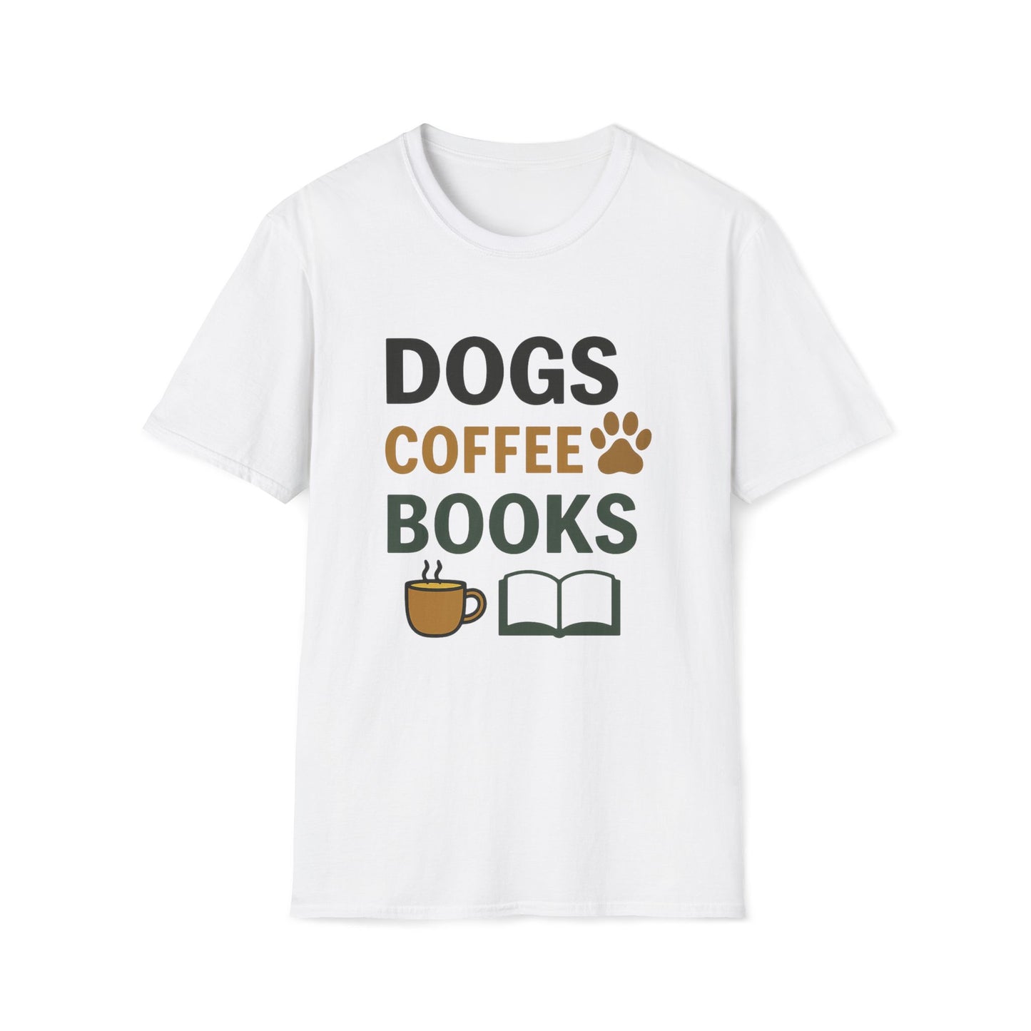 Dogs Coffee Books T-Shirt